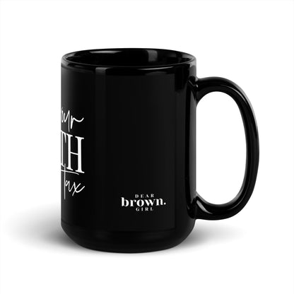 "Know Your Worth Then Add Tax" Black Glossy Ceramic Mug